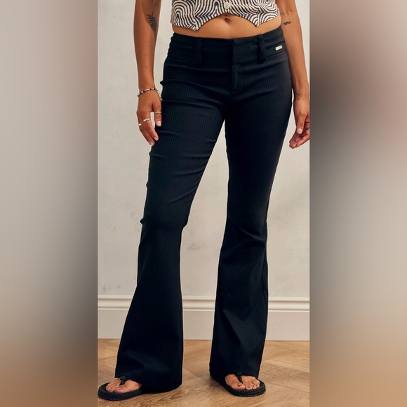 Urban Outfitters Pants - Urban Outfitters Black Pinstripe Bengaline Mid-rise Flare Pants Indie Retro NWT